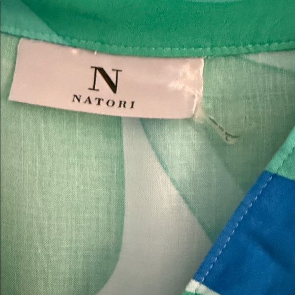 Natori Blue and Green Patterned Size Large Caftan Nightgown EUC - Picture 3 of 6